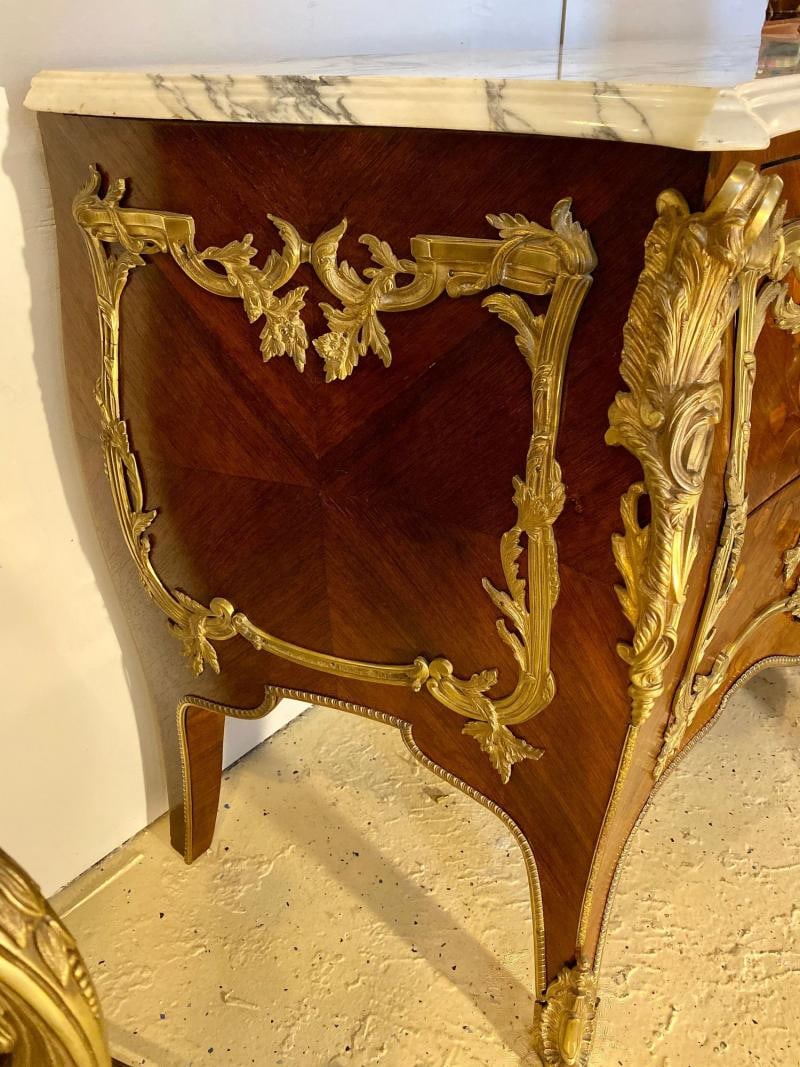 Pair 19th Century King and Queen Compatible Marble-Top Commodes or Chest - 7