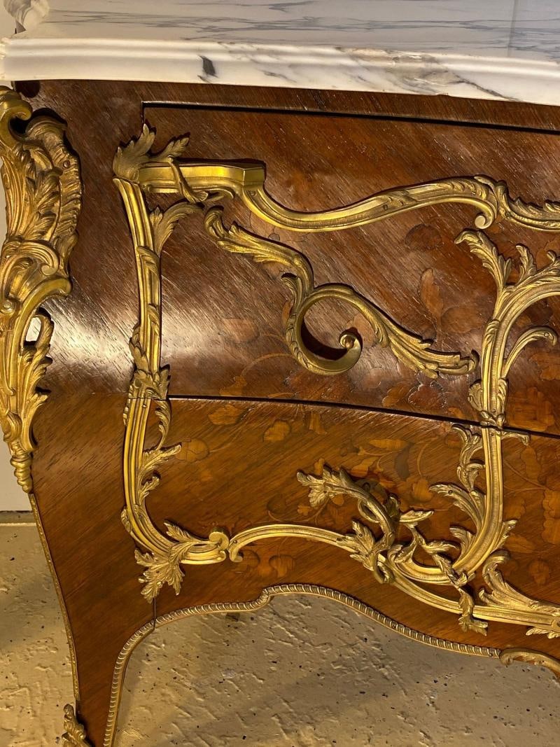 Pair 19th Century King and Queen Compatible Marble-Top Commodes or Chest - 8