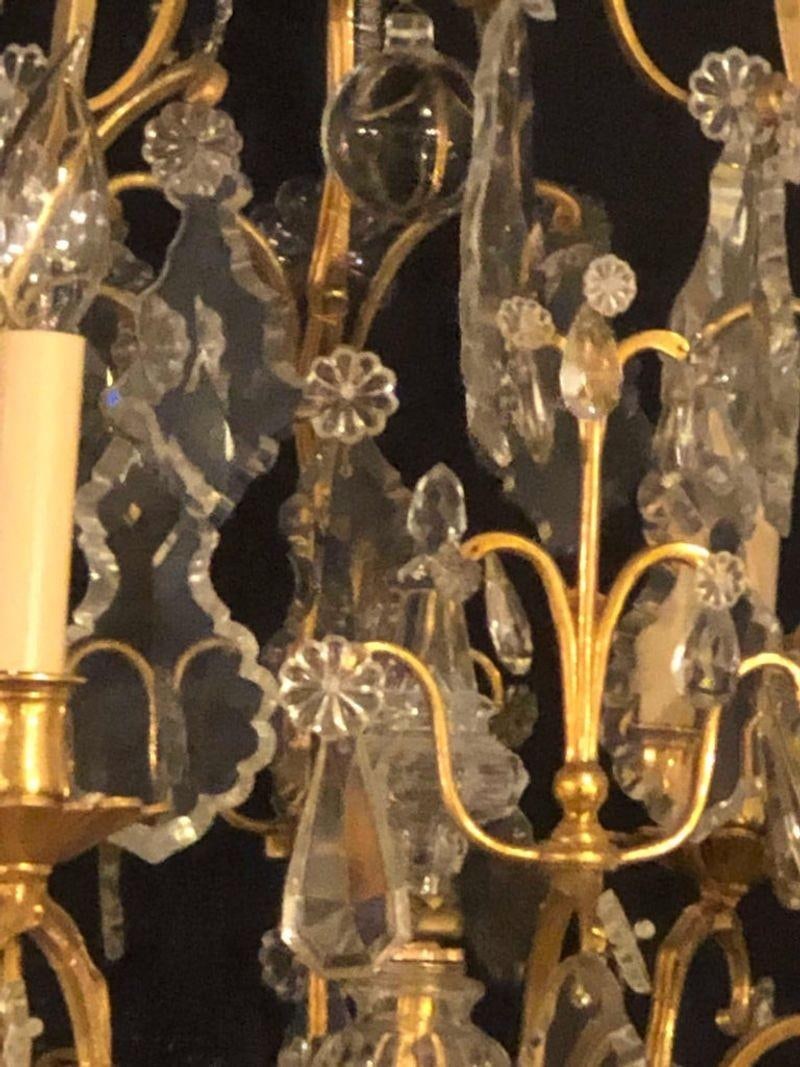 French Six-Light Cut Crystal and Brass Chandelier Newly Wired - 4