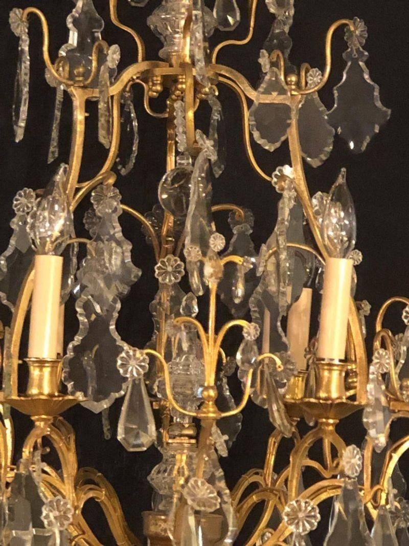 French Six-Light Cut Crystal and Brass Chandelier Newly Wired - 6