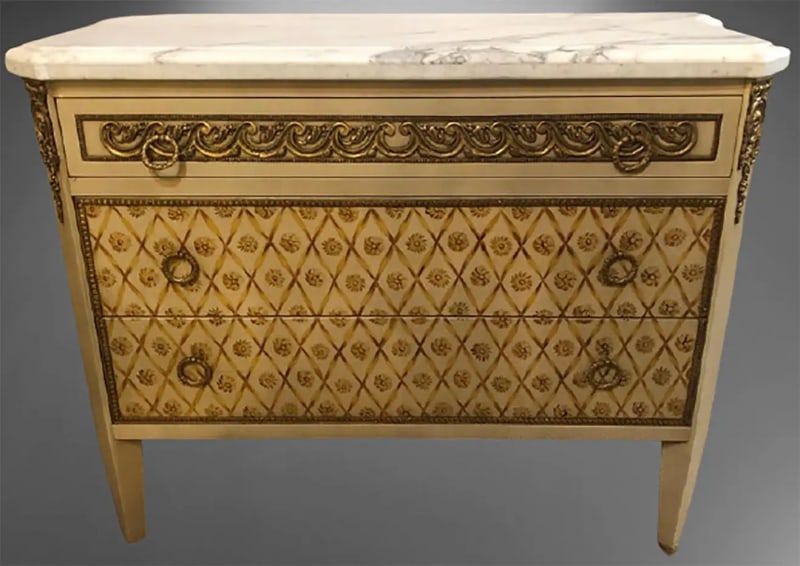 Hollywood Regency Maison Jansen Style Bronze Mounted Commodes Chests Nightstands - 4