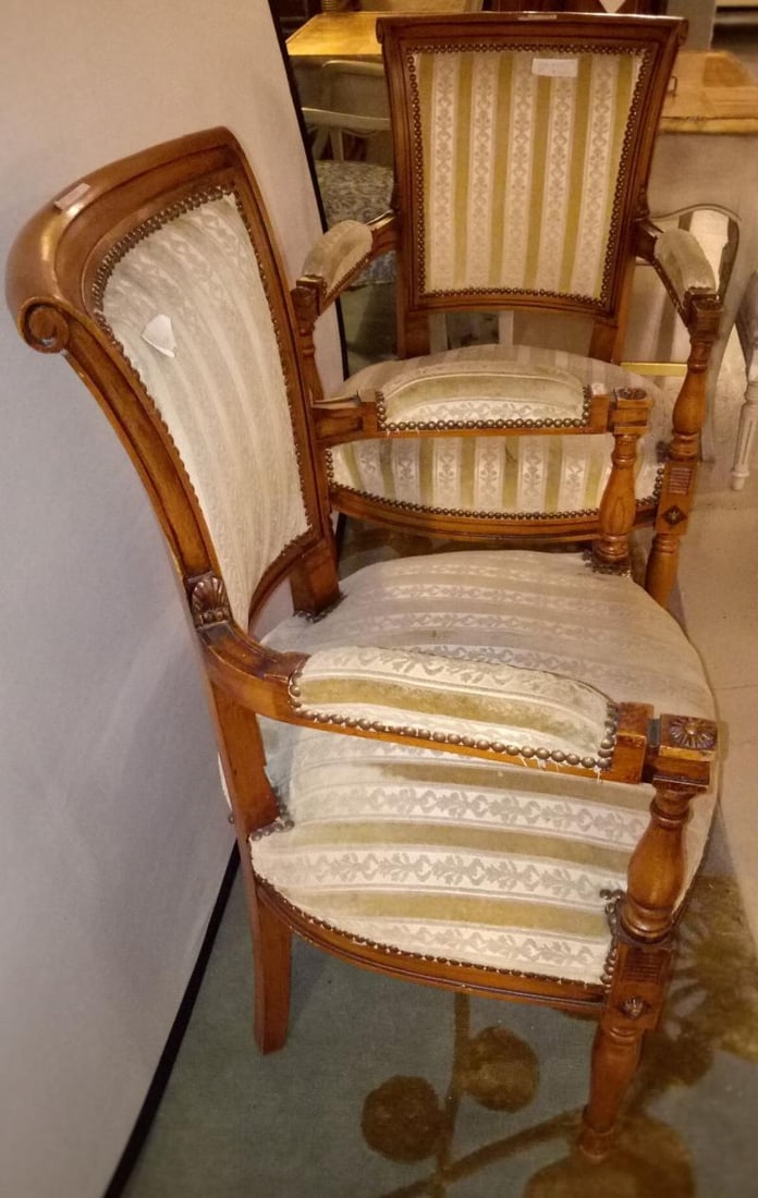 Pair of Louis XVI Style Armchairs Manner of Jansen - 3