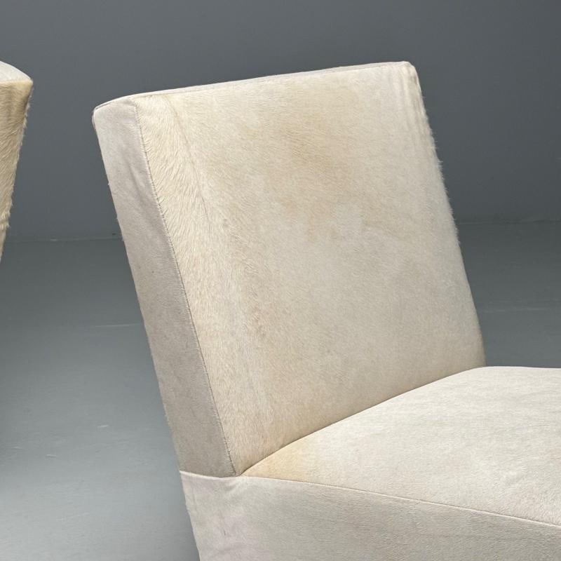 Pierre Jeanneret, French Mid-Century Modern, Slipper Chairs, White Cowhide, Teak - 9