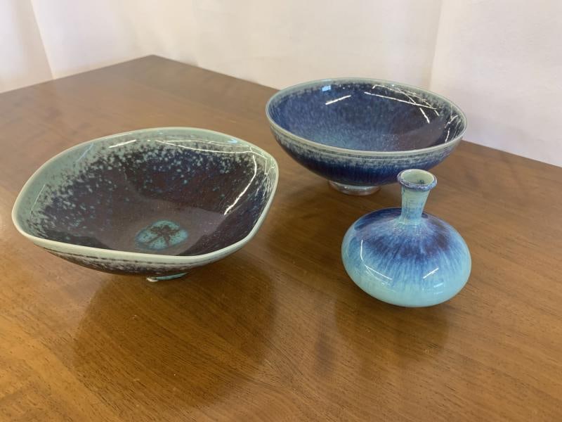 Swedish Mid Century Modern Studio Stoneware by Berndt Friberg, Vase, Bowl - 11