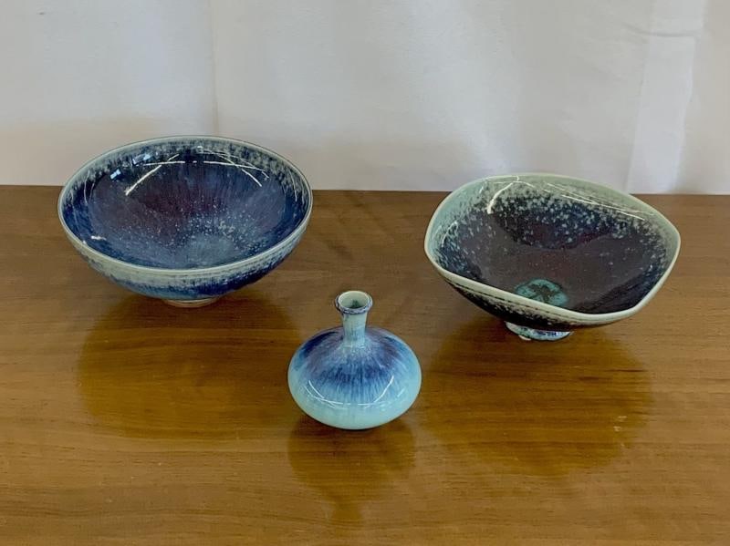 Swedish Mid Century Modern Studio Stoneware by Berndt Friberg, Vase, Bowl - 2