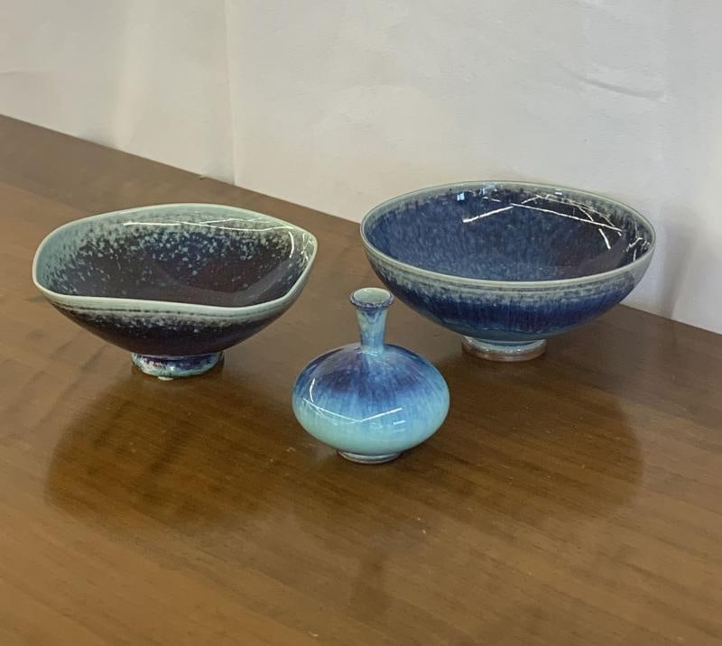 Swedish Mid Century Modern Studio Stoneware by Berndt Friberg, Vase, Bowl - 3