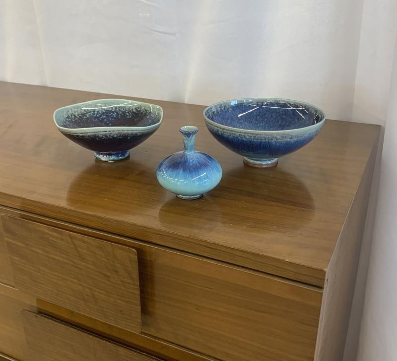 Swedish Mid Century Modern Studio Stoneware by Berndt Friberg, Vase, Bowl - 4
