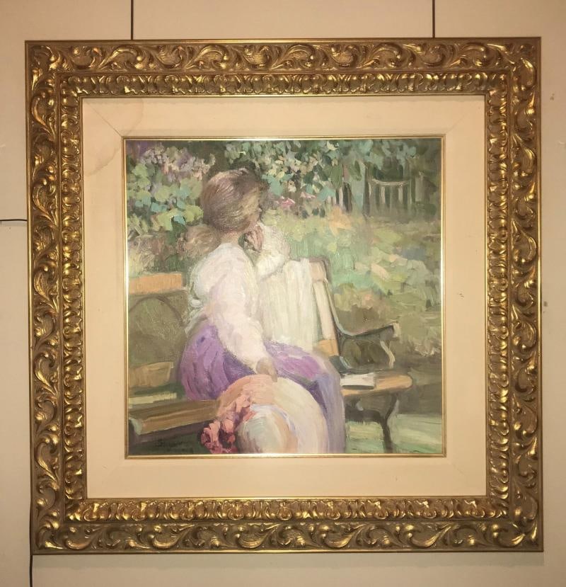 Impressionist Decorative Oil on Canvas in a Fine Gilt Frame Signed - 2