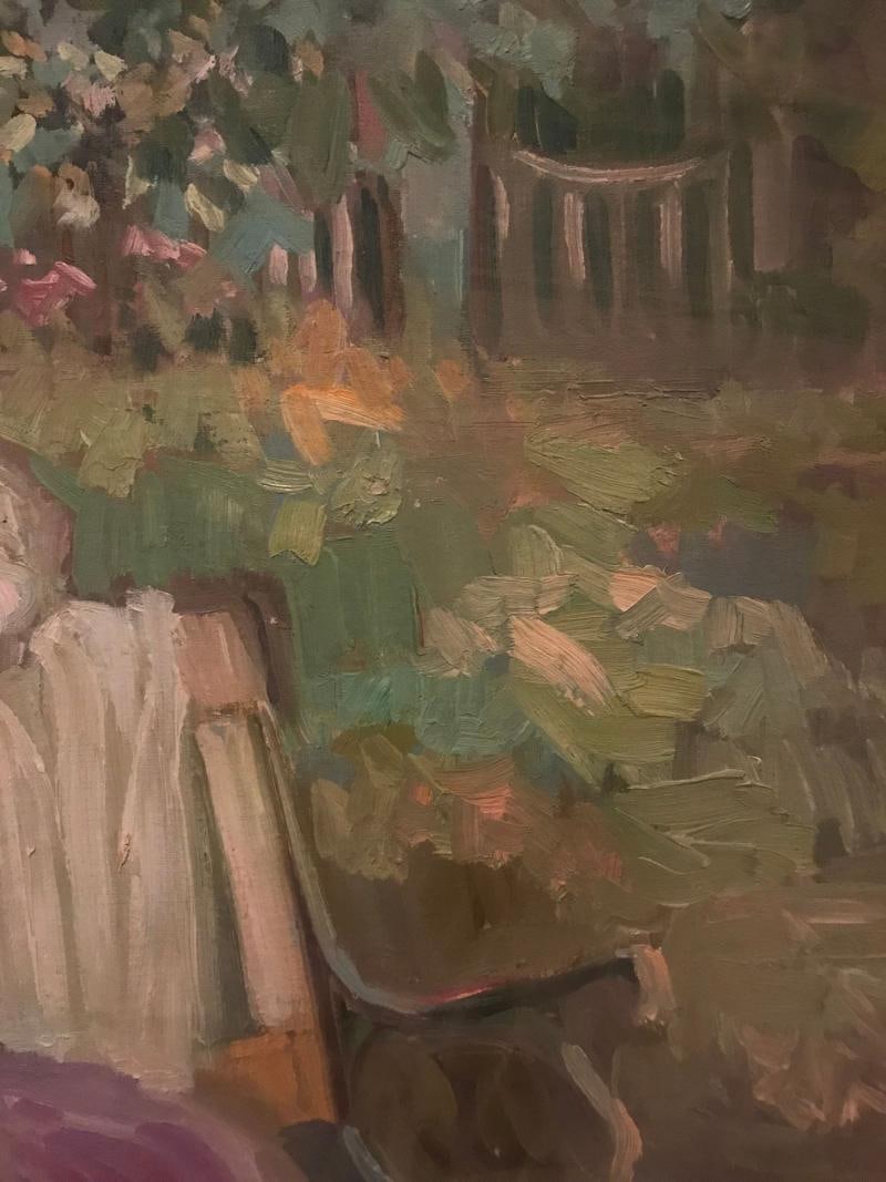 Impressionist Decorative Oil on Canvas in a Fine Gilt Frame Signed - 7
