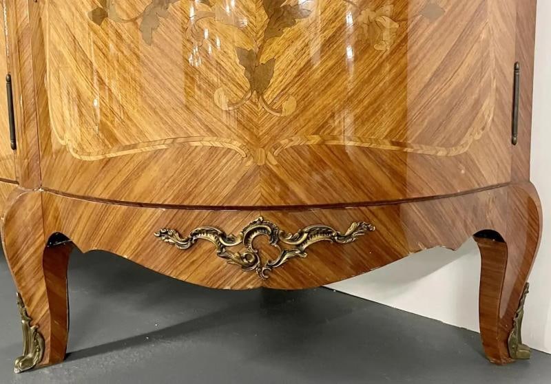 French Louis XV Style Sideboard, Inlaid, Marble Top, Monumental, Bronze Mounted - 5