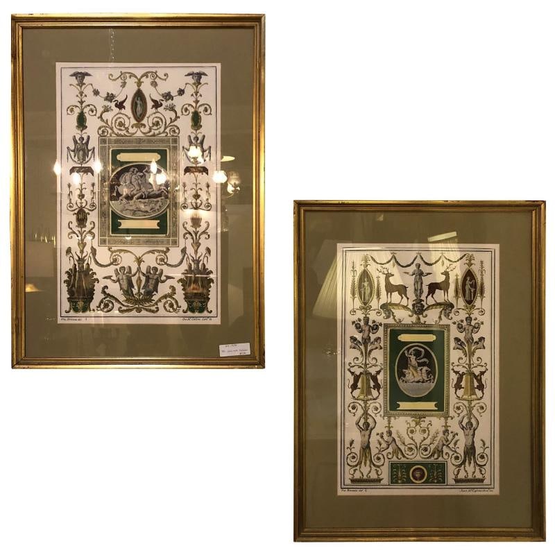 Pair of Italian Engravings Signed Gio Ma Calsini in Gilt Frames - 2