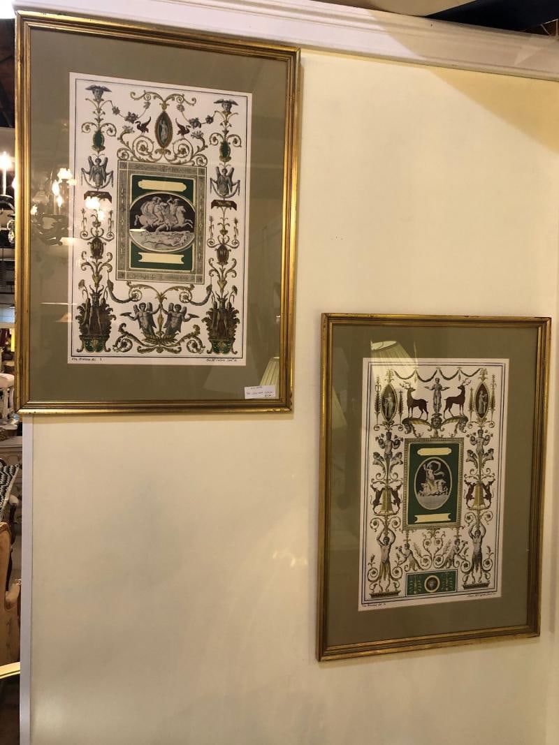Pair of Italian Engravings Signed Gio Ma Calsini in Gilt Frames - 3
