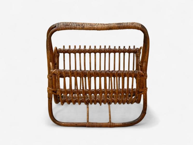 Italian Modern, Rattan, Bamboo, Cane, Magazine Rack, Italy, 1960s - 3