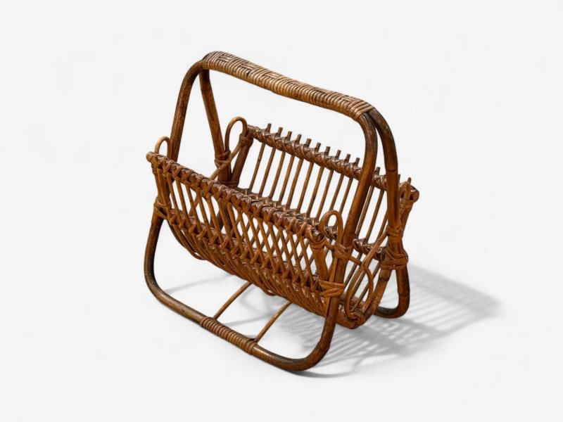 Italian Modern, Rattan, Bamboo, Cane, Magazine Rack, Italy, 1960s - 9