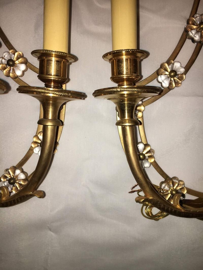 Louis XVI Style Harp / Lyre Back Bronze Wall Sconce. Set of Six - 3