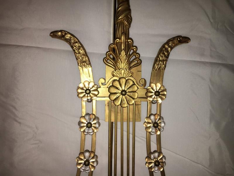 Louis XVI Style Harp / Lyre Back Bronze Wall Sconce. Set of Six - 4