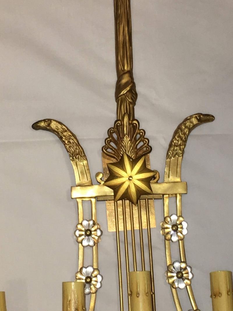 Louis XVI Style Harp / Lyre Back Bronze Wall Sconce. Set of Six - 5
