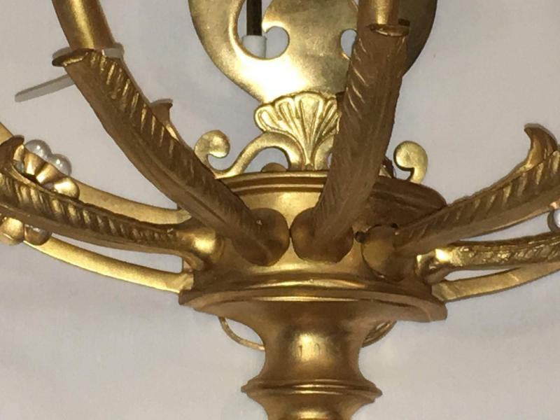 Louis XVI Style Harp / Lyre Back Bronze Wall Sconce. Set of Six - 7