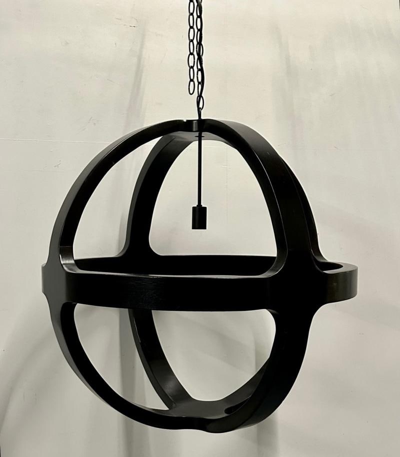 Modern Ebony Circular Chandelier / Lighting Pendant, Contemporary - 4