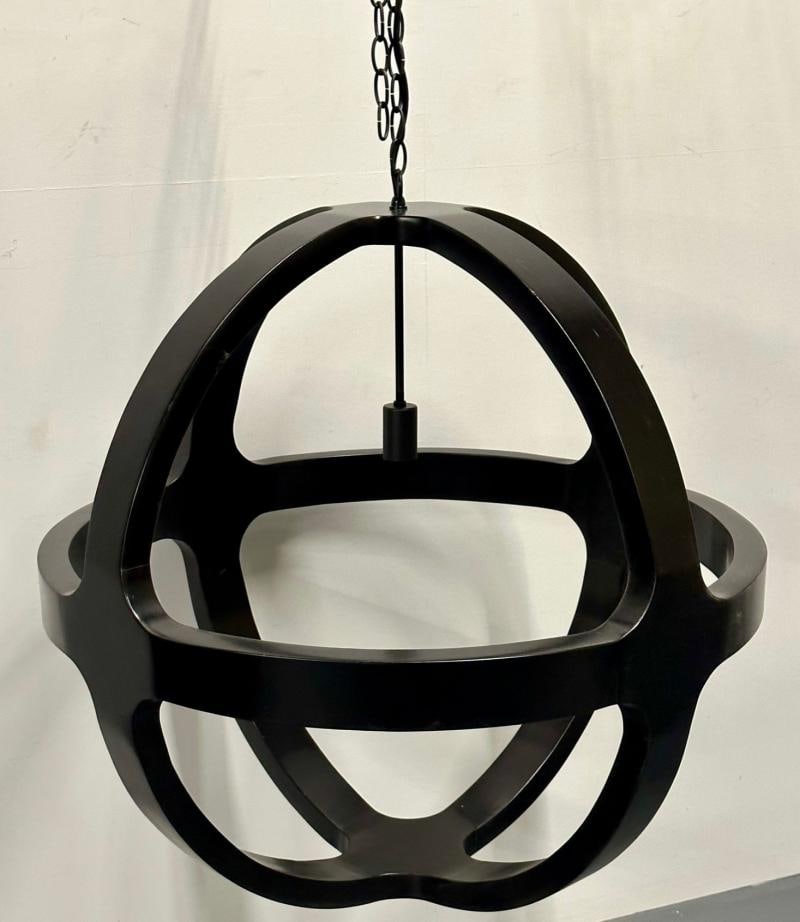Modern Ebony Circular Chandelier / Lighting Pendant, Contemporary - 5