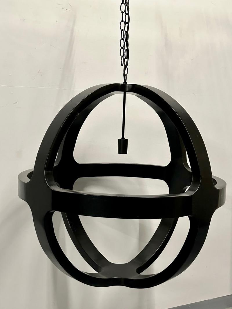 Modern Ebony Circular Chandelier / Lighting Pendant, Contemporary - 7