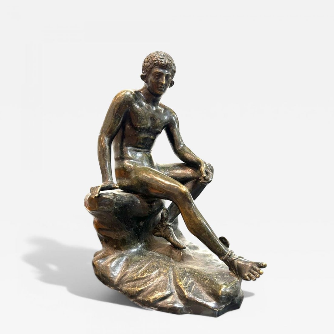 Classical, Cast Bronze, Grand Tour, Statue of Seated Hermes, Italy, 20th C.: Title: Classical, Cast Bronze, Grand Tour, Statue of Seated Hermes, Italy, 20th C. Description: Description 1: Classical, Cast Bronze, Grand Tour, Statue of Seated Hermes, Italy, 20th C. Cast Bronze