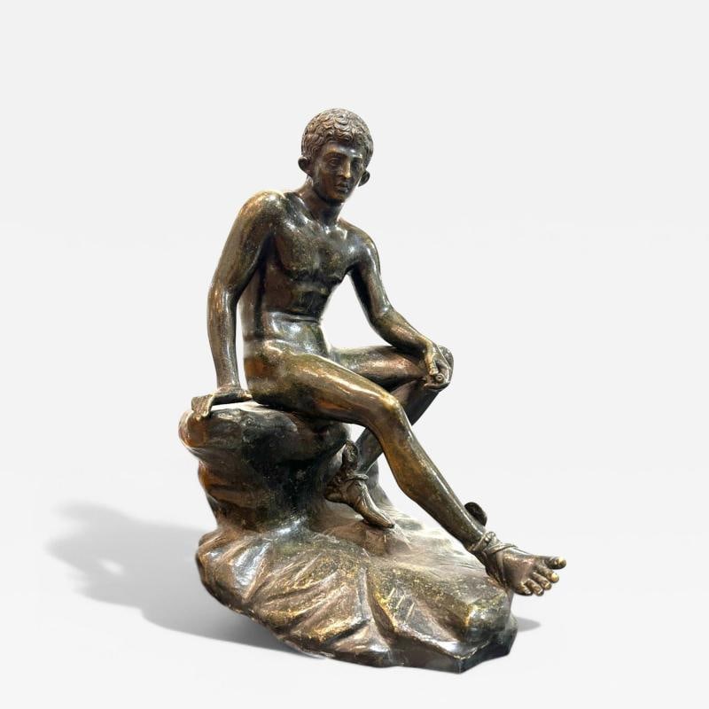 Classical, Cast Bronze, Grand Tour, Statue of Seated Hermes, Italy, 20th C. - 2