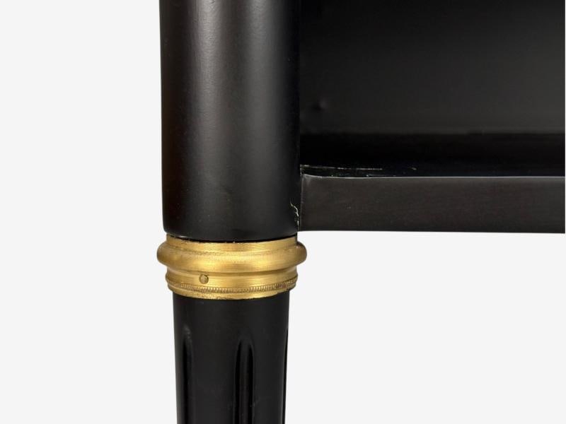 Maison Jansen Style, Hollywood Regency, Brass, Marble, Ebonized Open Nightstands - 11