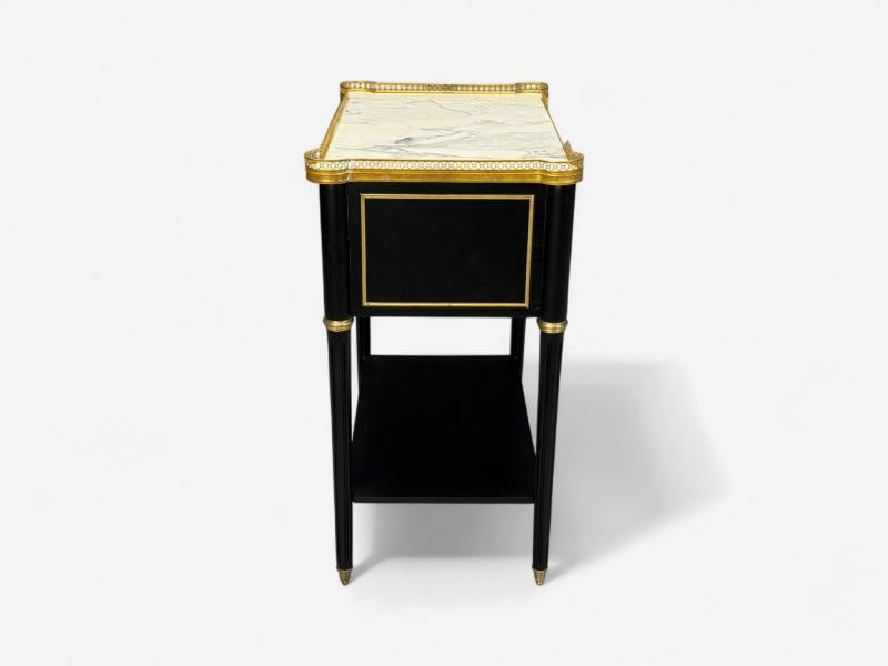 Maison Jansen Style, Hollywood Regency, Brass, Marble, Ebonized Open Nightstands - 13