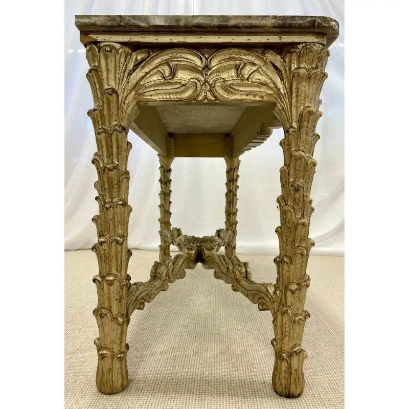 Mid Century Fleur de Lis Console, Marble, Serge Roche Style - 11