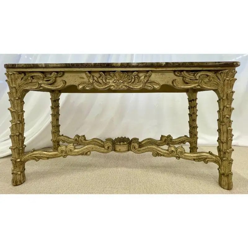 Mid Century Fleur de Lis Console, Marble, Serge Roche Style - 4