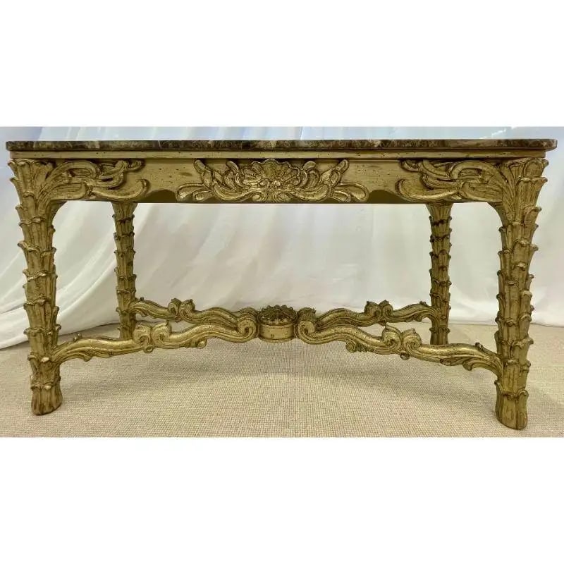 Mid Century Fleur de Lis Console, Marble, Serge Roche Style - 5