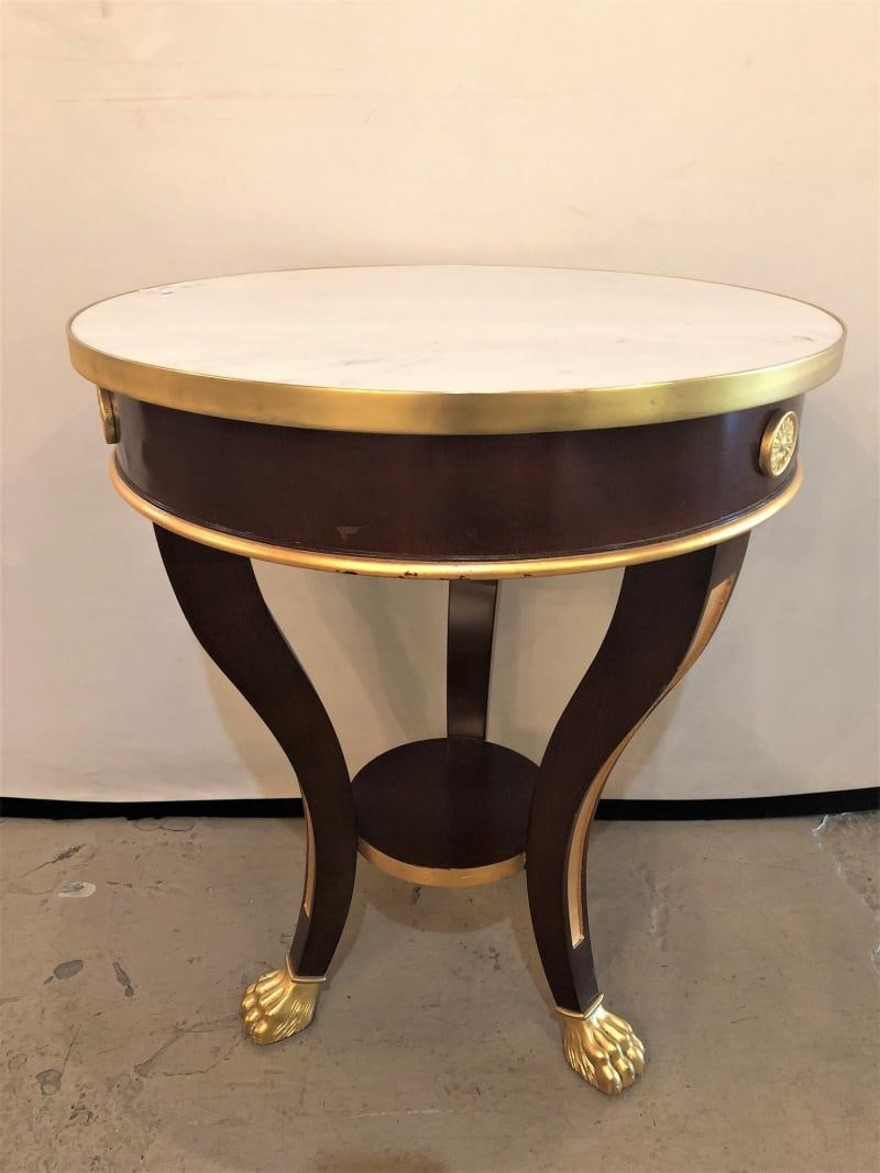 Jansen Style Claw Foot and Bronze Mounted Marble-Top Circular End Side Table - 2