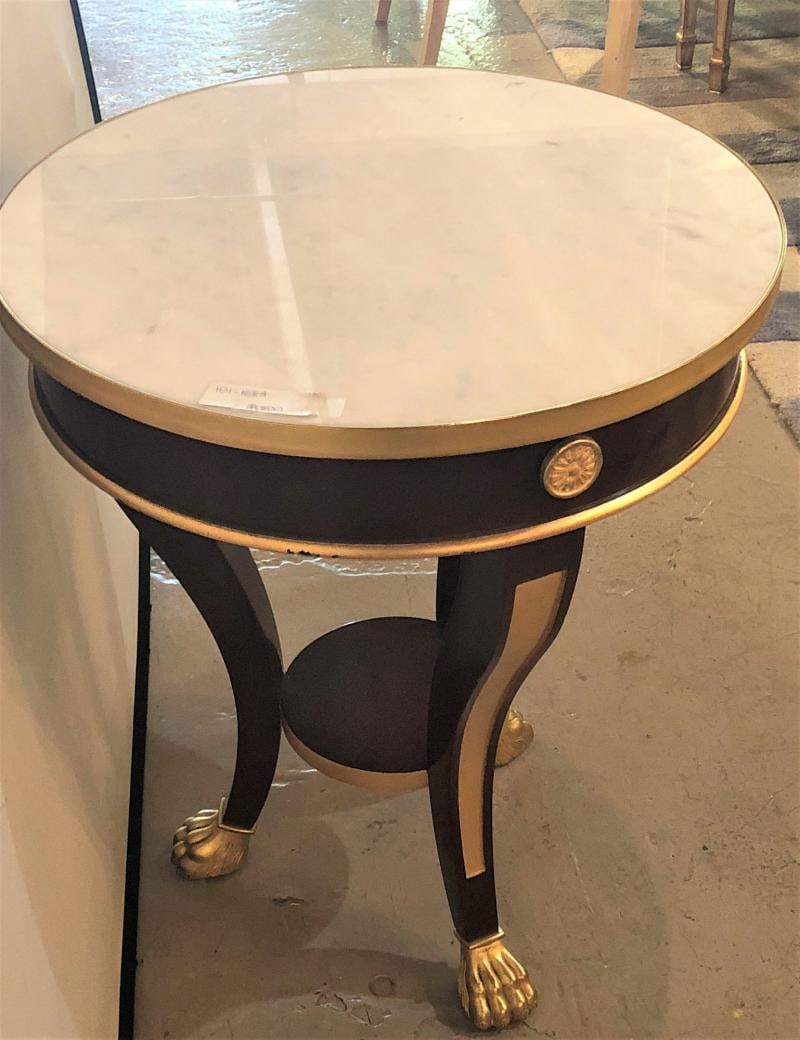 Jansen Style Claw Foot and Bronze Mounted Marble-Top Circular End Side Table - 9