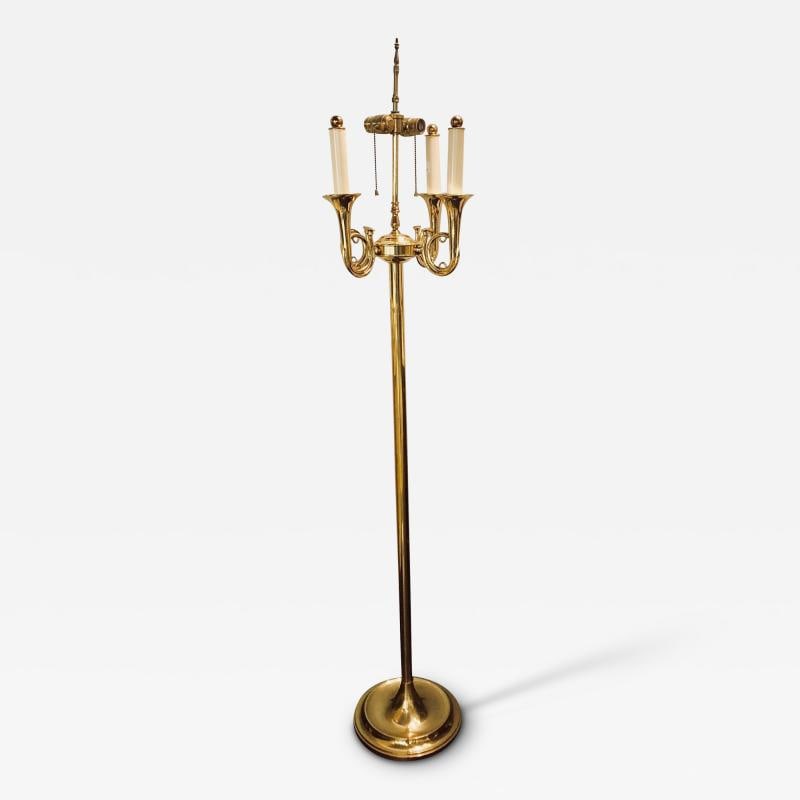 Brass Hollywood Regency Tommi Parzinger Style Trumpet Form Floor Lamp (1 of 8)