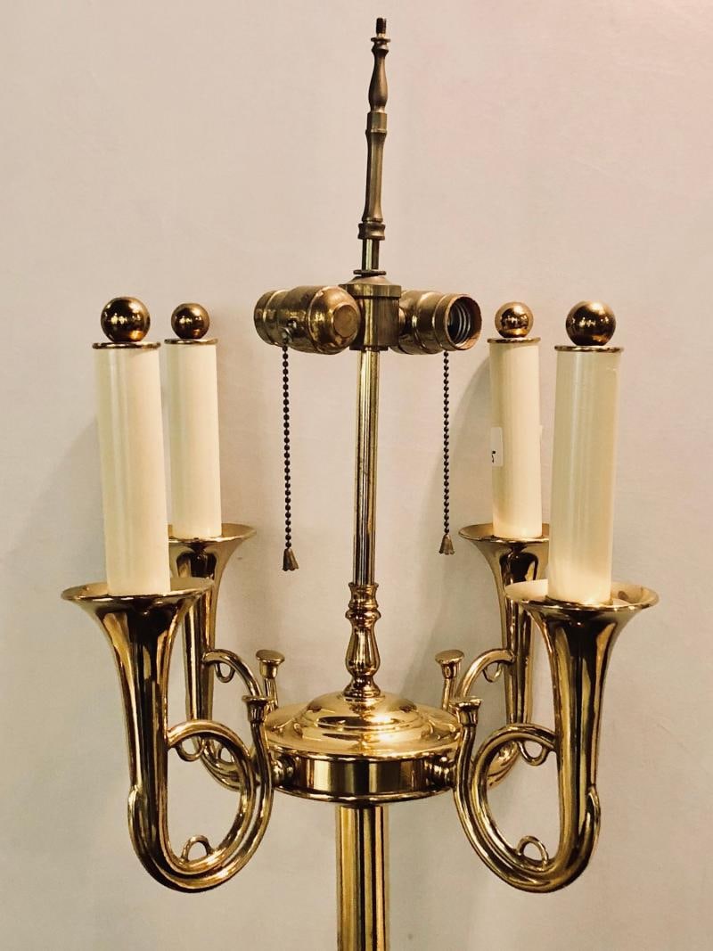 Brass Hollywood Regency Tommi Parzinger Style Trumpet Form Floor Lamp - 3