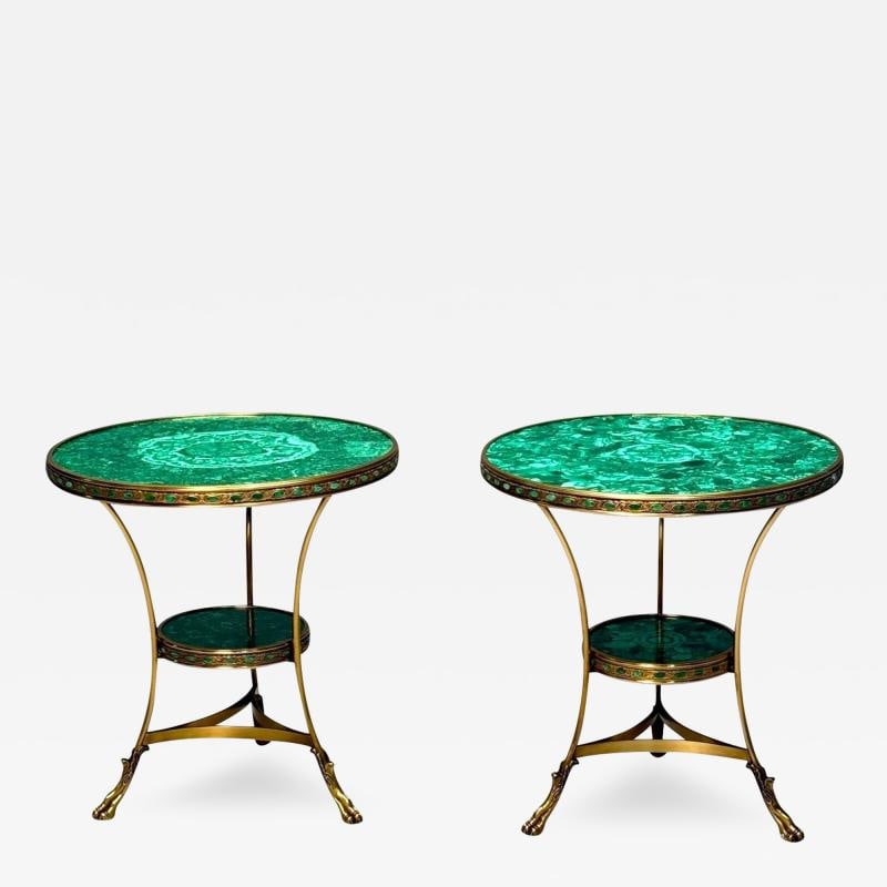 Louis XVI Style, Jeweled Gueridons, Malachite, Bronze, France, 20th C.: Title: Louis XVI Style, Jeweled Gueridons, Malachite, Bronze, France, 20th C. Description: Description 1: Louis XVI Style, Jeweled Gueridons, Malachite, Bronze, France, 20th C. Elevate your interior