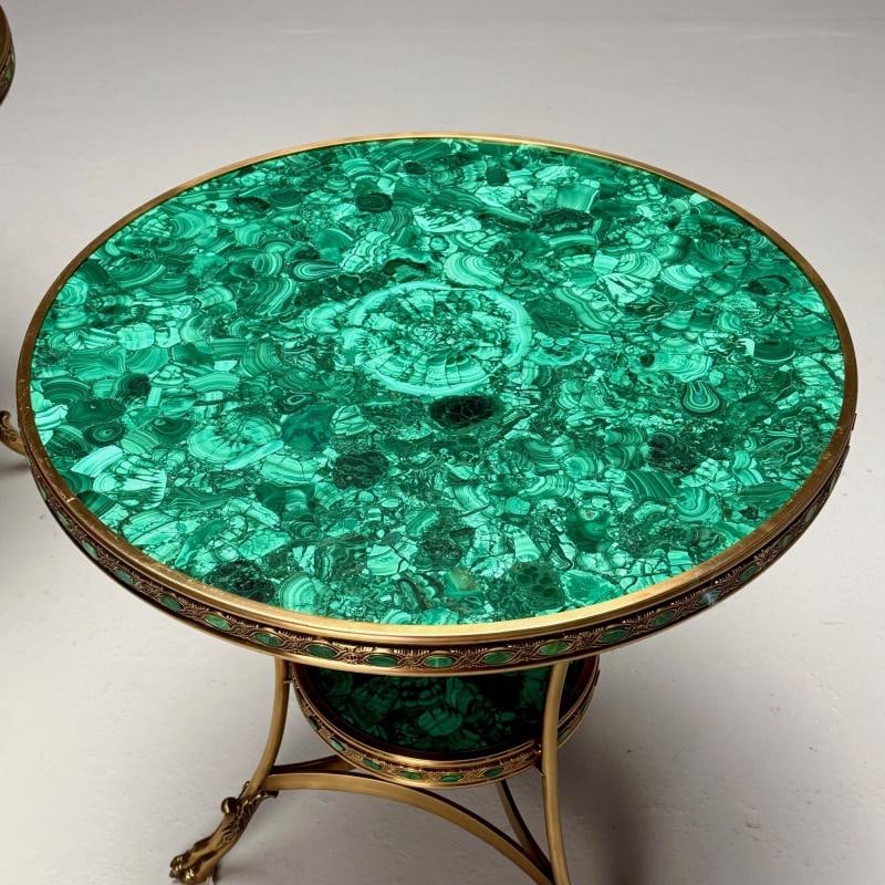 Louis XVI Style, Jeweled Gueridons, Malachite, Bronze, France, 20th C. - 6