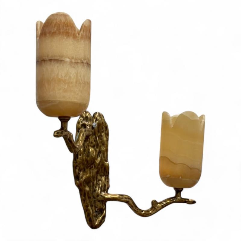 Contemporary, Modern Wall Sconces, Branch Motif, Bronze, Alabaster, 21st C. - 6