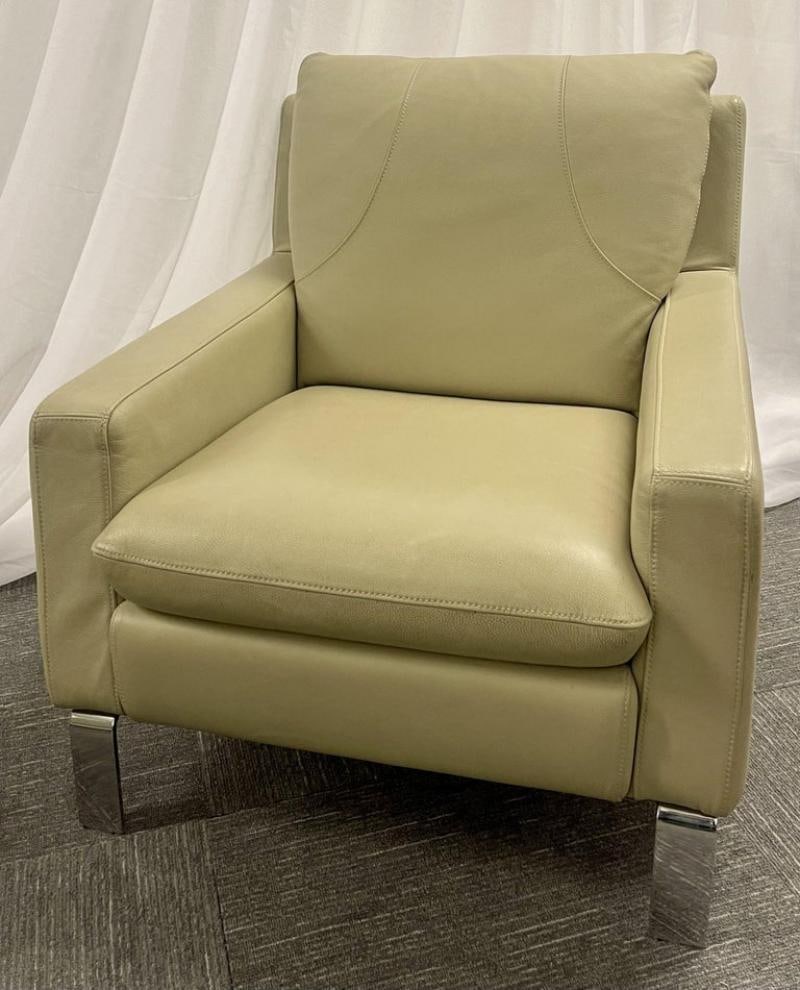 Mid-Century Modern Italian Leather Sofa and Chair by Nicoletti, Italy, 1970s - 2