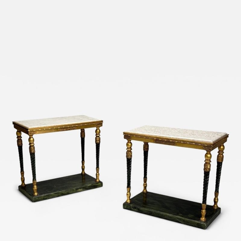 Swedish Neoclassical Style, Giltwood, Marble, Console Tables, Sweden, 20th c. - 2