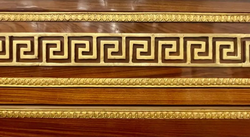 Pair of Tortoise Louis XVI Style Commodes, Chests or Nightstands, Greek Key - 11