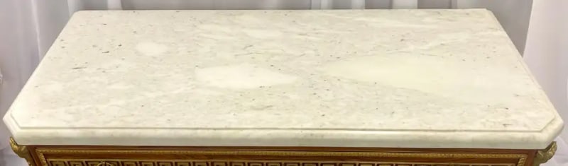 Pair of Tortoise Louis XVI Style Commodes, Chests or Nightstands, Greek Key - 9
