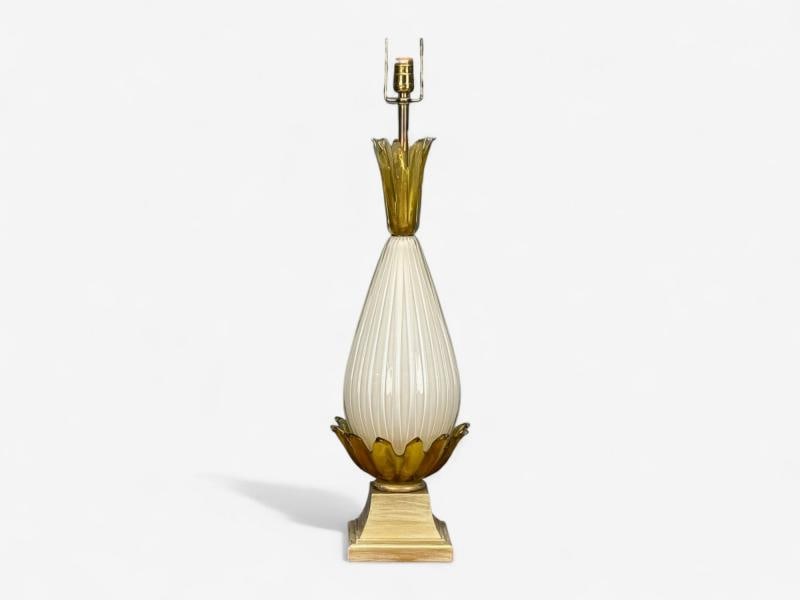Italian Modern, Murano Glass, Wood, Large Table Lamps, Italy, 1940s - 5