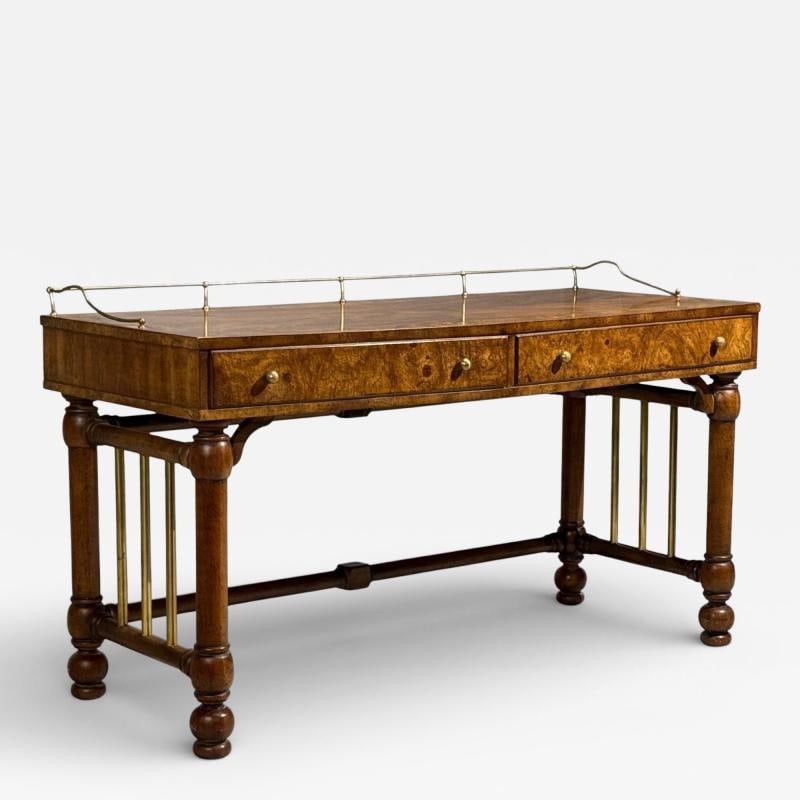 Mastercraft Style, Hollywood Regency, Writing Desk, Burl, Brass, USA, 1960s: Title: Mastercraft Style, Hollywood Regency, Writing Desk, Burl, Brass, USA, 1960s Description: Description 1: Mastercraft Style, Hollywood Regency, Writing Desk, Burl, Brass, USA, 1960s A wonderful