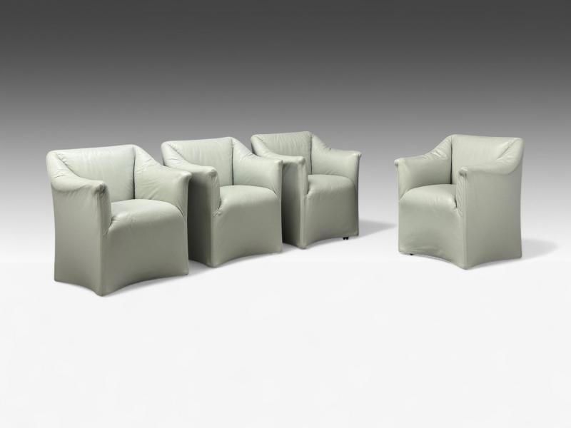 Mario Bellini, Italian Modern, Leather, Four Model 684 Armchairs, Italy, 1980s - 3