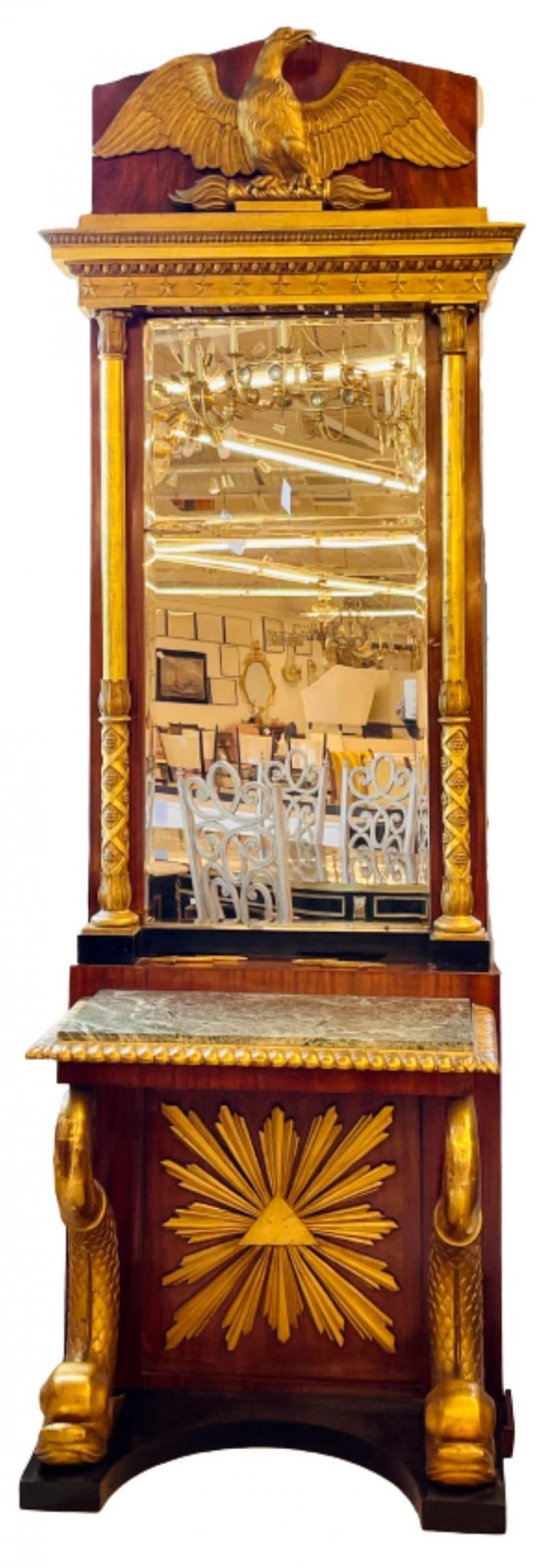 Carved Mahogany and Giltwood Neoclassical Console with Mirror by P.G Bylanders - 10