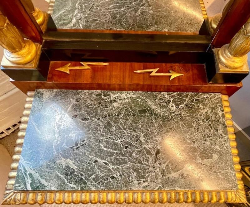 Carved Mahogany and Giltwood Neoclassical Console with Mirror by P.G Bylanders - 7