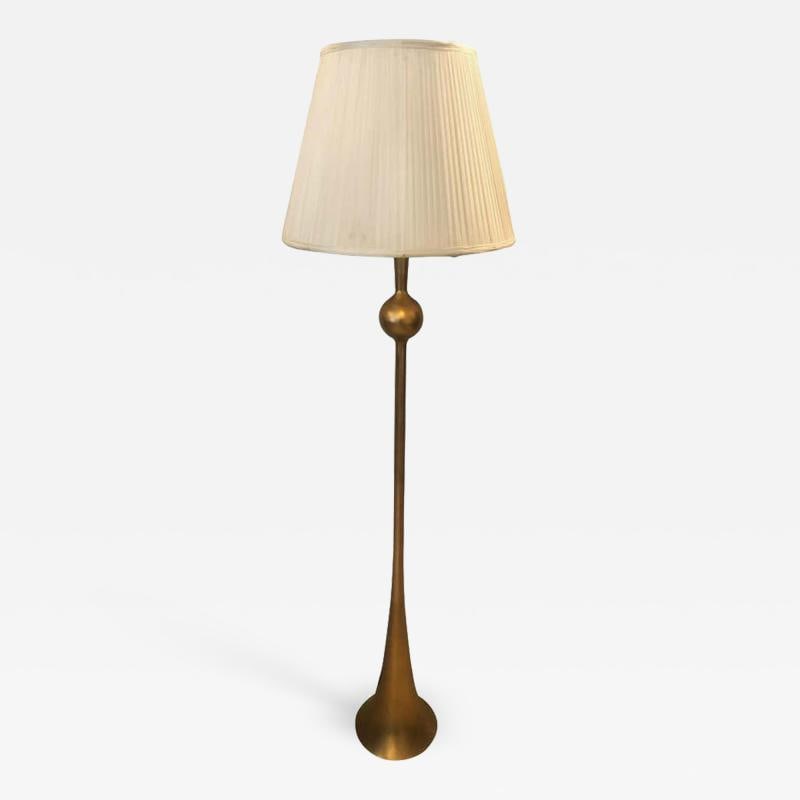 Gilt Metal Hollywood Regency Style Trumpet Standing or Tall Floor Lamp - 2