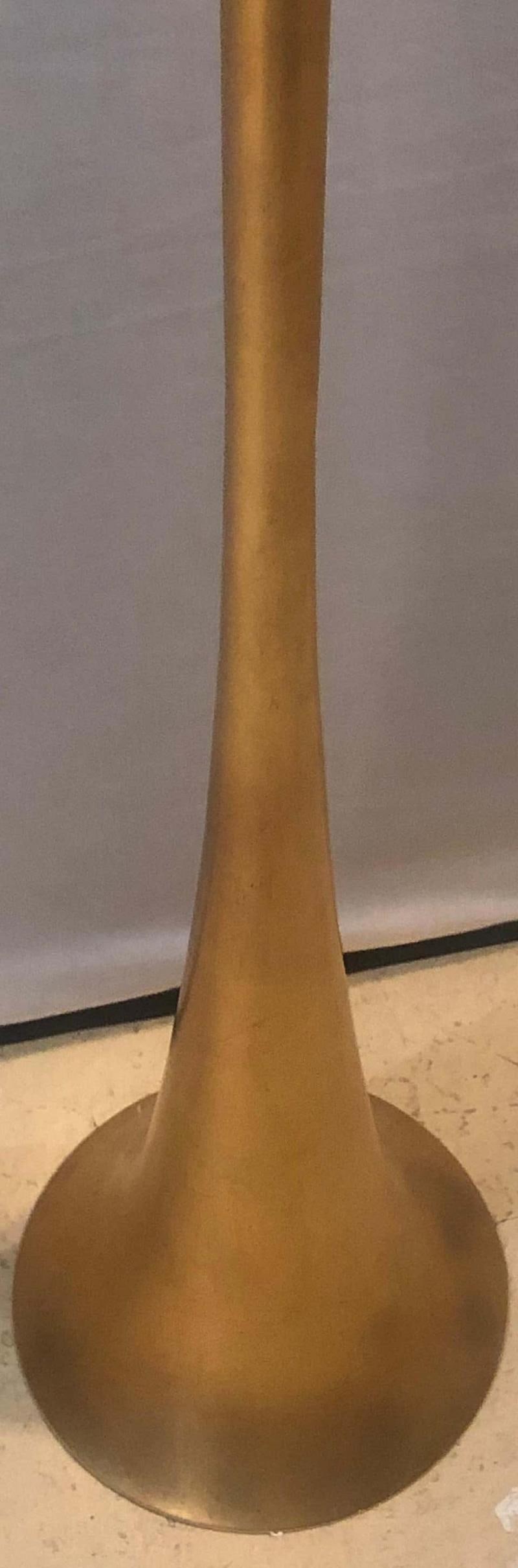 Gilt Metal Hollywood Regency Style Trumpet Standing or Tall Floor Lamp - 5
